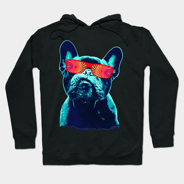 French bulldog 80s style neon Hoodie by Collagedream